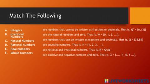 Types of Real Numbers - Definitions