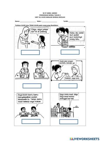 Jujur amalan warga sekolah