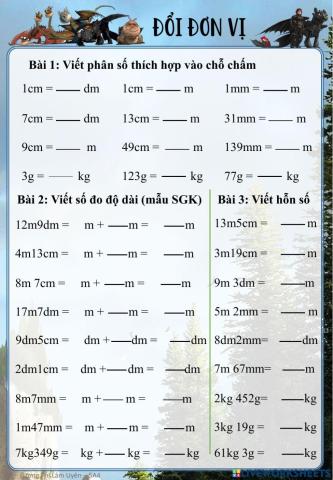 Đổi đơn vị - Hỗn số