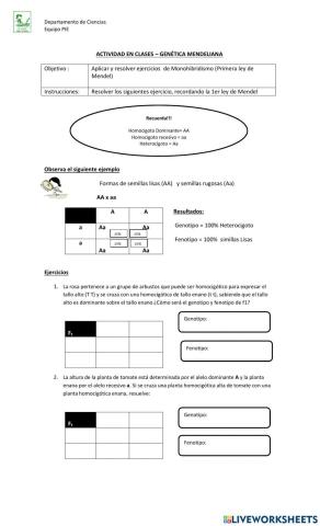 Ejercicios Monohibridismo