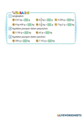 Tukaran unit jisim tahun 5
