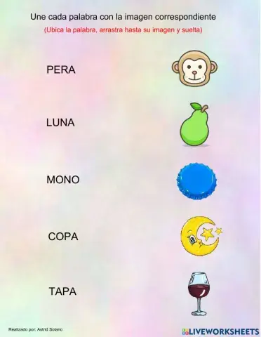 Unir palabras con la imagen correspondiente