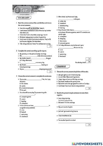 Progress Test Unit 1