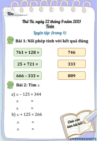 Phiếu bài tập toán