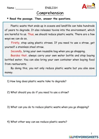 Reading comprehension 2