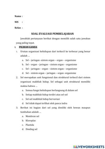 Soal evaluasi