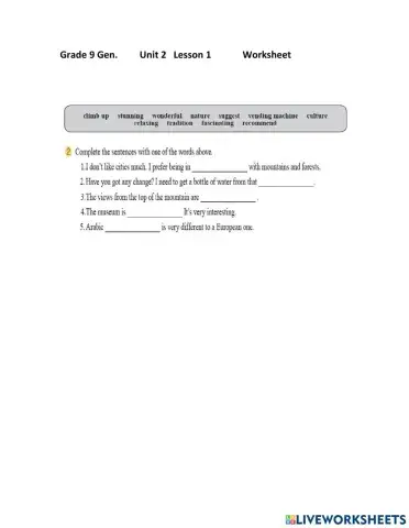 Unit 2 Lesson 2 Voc.