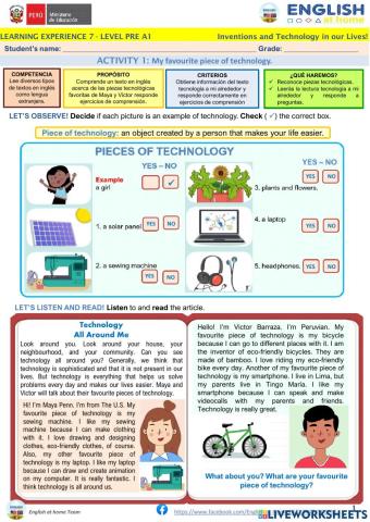 Practice  LE7 Activity 1 - PreA1