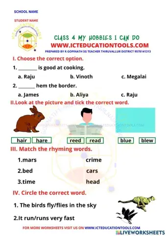 Class 4 term1 my hobbies i can do