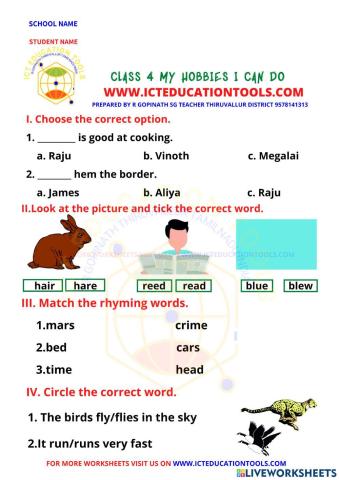 Class 4 term1 my hobbies i can do