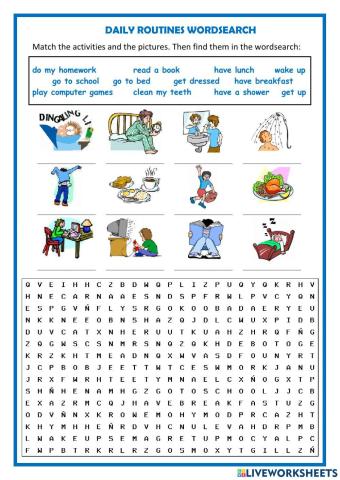 Daily Routine - Wordsearch