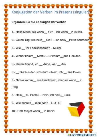 Verbkonjugation Präsens Singular