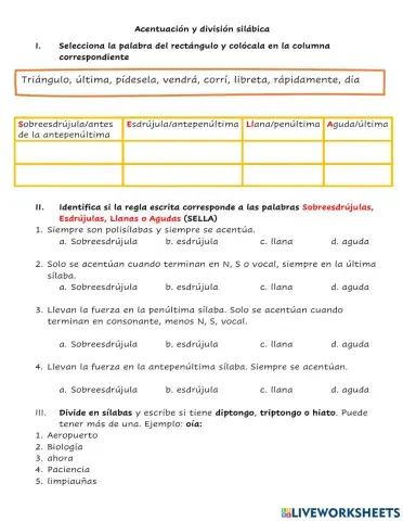 Acentuación y división silábica