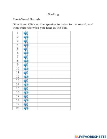 Spelling - Short Vowel Sounds