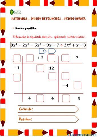 División de polinomios - Método Horner