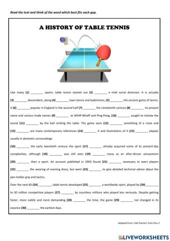 A History of Table Tennis