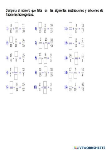 Operaciones con fracciones