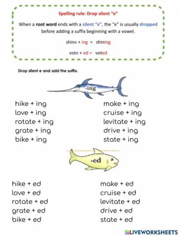 Adding ing and ed suffix