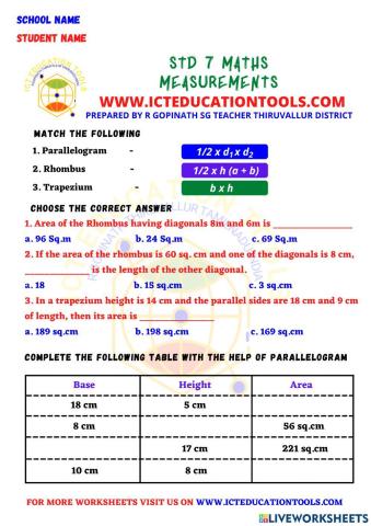 Std 7 maths measurements