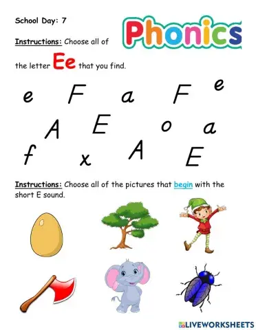 Letter E (beginning sound - short E)