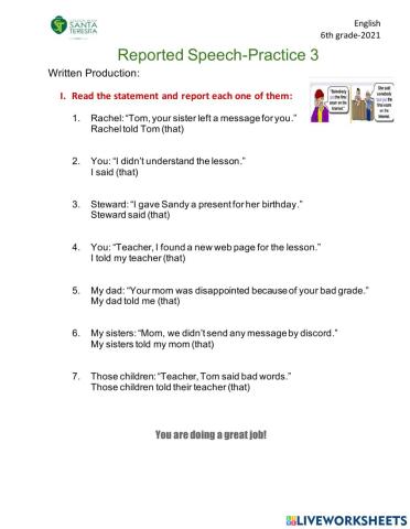 Reported Speech - Practice 3