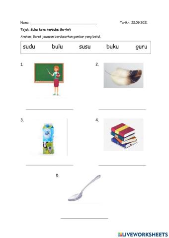 Suku Kata Terbuka (vokal u)