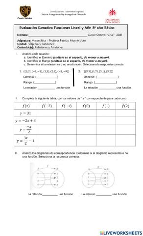 Funciones Lineales y Afín