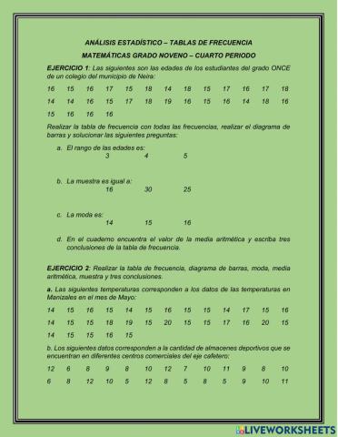 Tablas de frecuencia