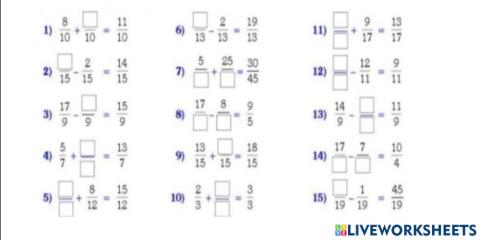 Completa el numero que falta en las siguientes sustracciones homogeneas