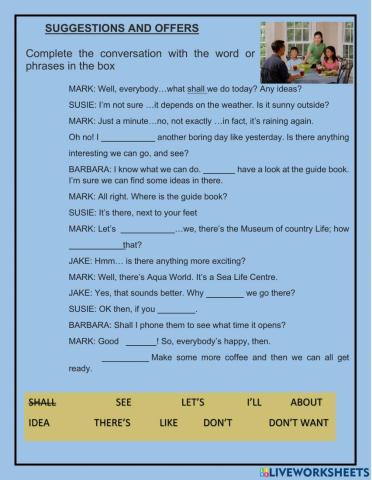 Suggestions and offers