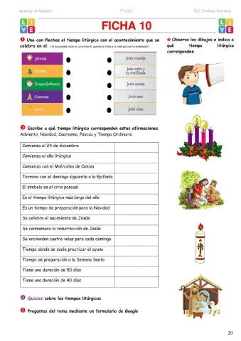 2º ESO. Tema 2. Año Litúrgico. Ficha 10-