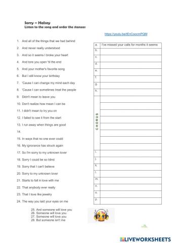 Song: Sorry - Halsey