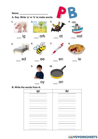 Phonics P and B