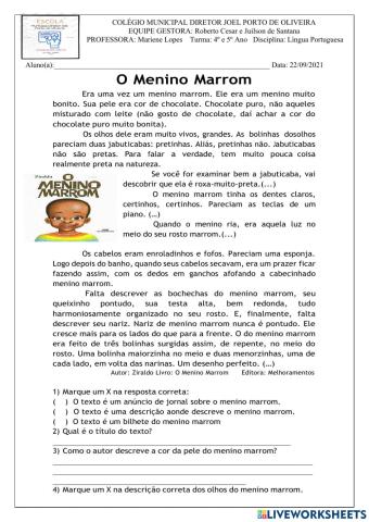 Compreensão - O Menino Marrom