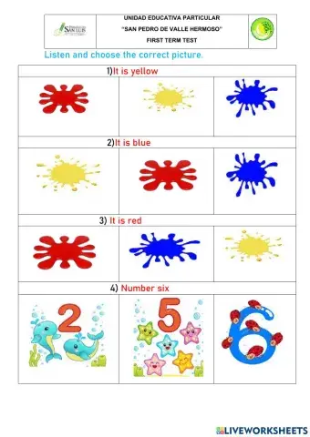 Test about colors and numbers