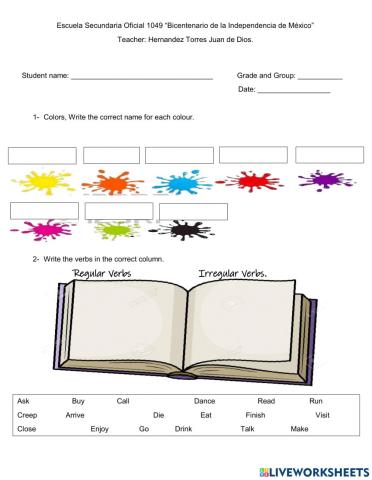 Test Diagnostico Ingles 2do Secundaria