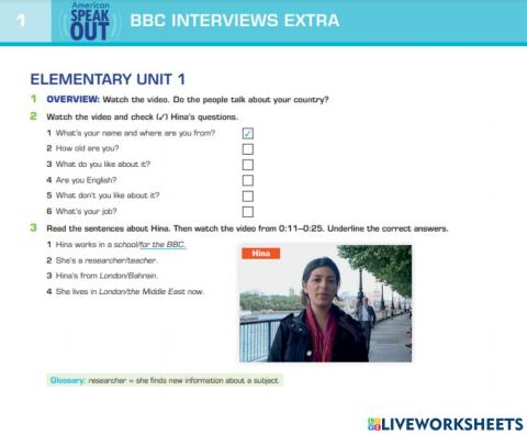 Interview unit1 ex2-3 speak out elementary