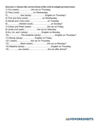 V at present simple(cont)