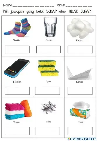 Sifat bahan : penyerapan