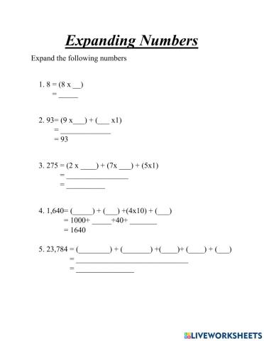 Expanding numbers