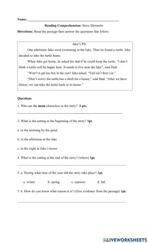 Story Elements: Characters and Setting