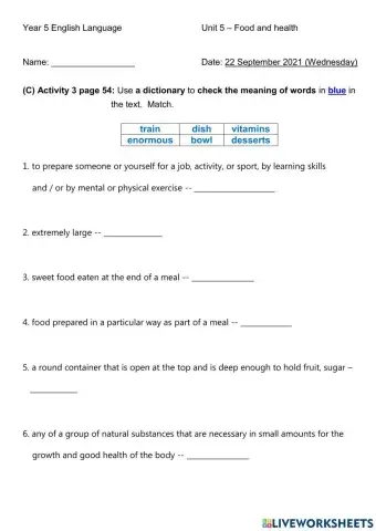 Unit 5 - Food and health