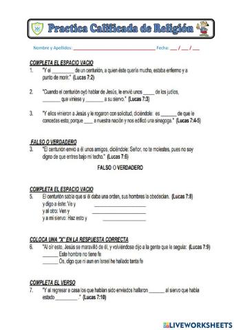 Jesús sana al siervo del centurión