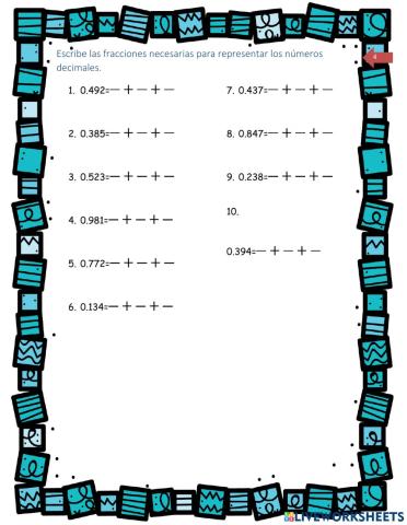 004-Escribe las fracciones necesarias para representar los números decimales
