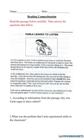 Reading Comprehension Plot and Theme