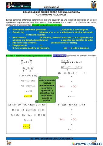 M08W19 Ecuaciones de primer grado con números racionales