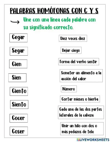 Palabras Homòfonas con c y s