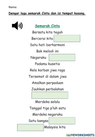 Isi lirik lagu Semarak Cinta Muzik Tahun 6