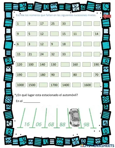 008-Escribe los números que faltan en las siguientes sucesiones mixtas