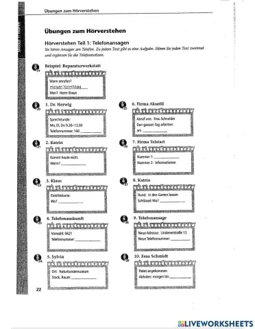 A2 Hören Ergänzung